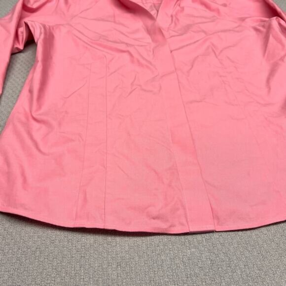 Foxcroft Top Womens 14 Pink Cotton Button Down Preppy Business Casual - Picture 4 of 9